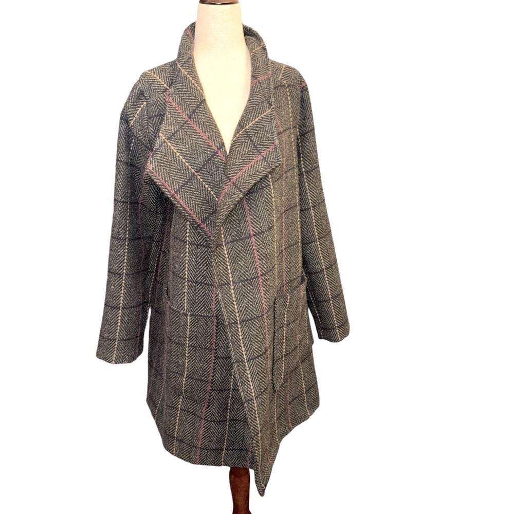 HYFVE Plaid Open Front Jacket h